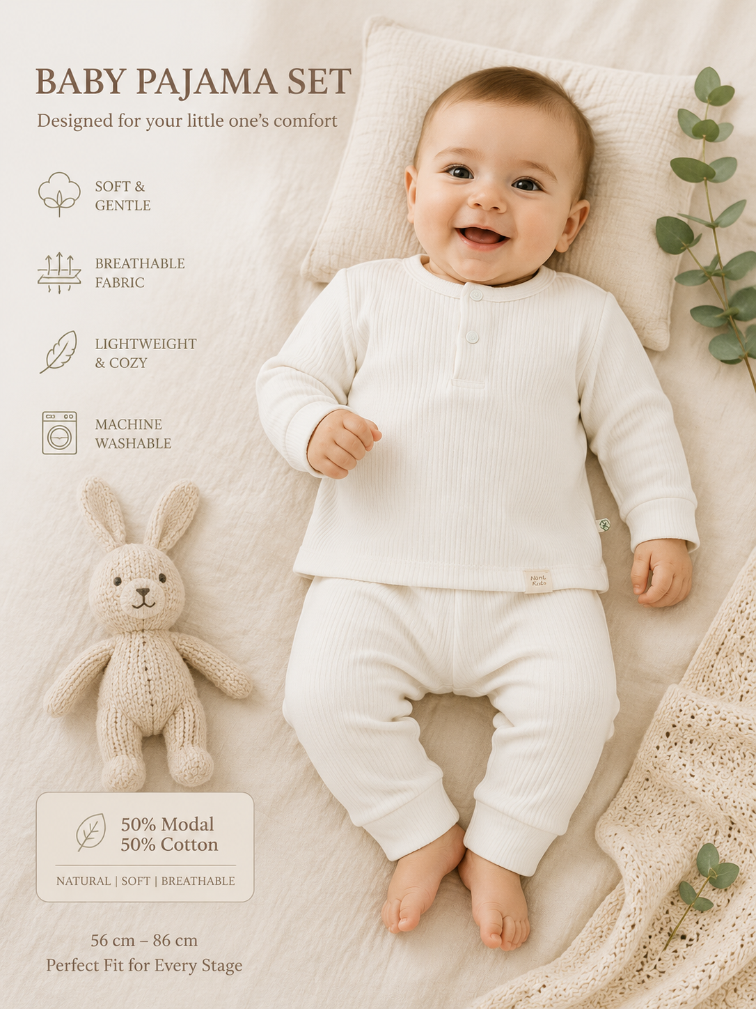Baby Pyjama Set - Modal Nature Relax - Ecru
