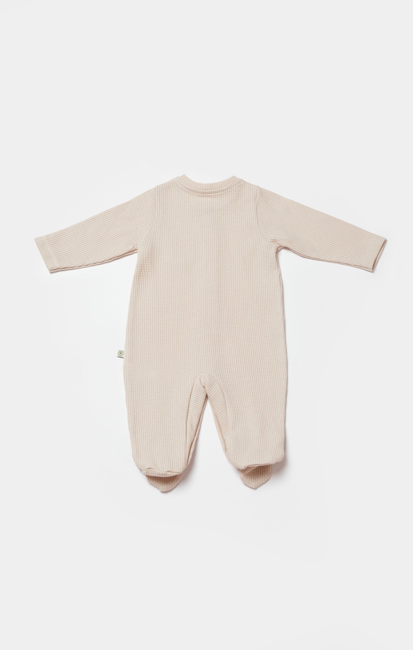 Baby Strampler mit Fuß - Waffle Smile - Beige