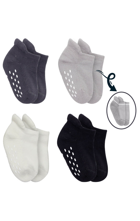 Baby Sneaker Socken - Anti-Rutsch Frottee (4er Pack) - Basic