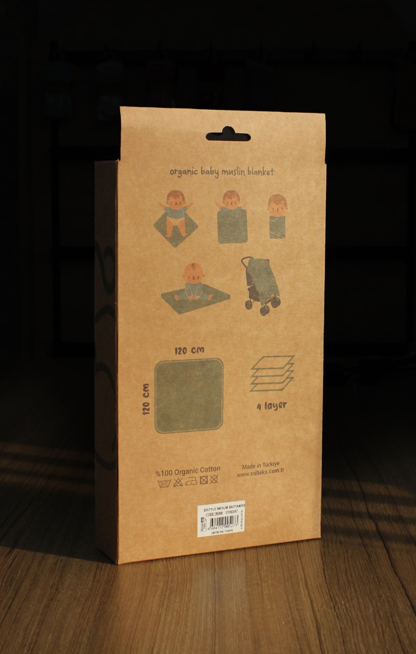 Musselin Babydecke 120x120 (4-lagig) - Ecru