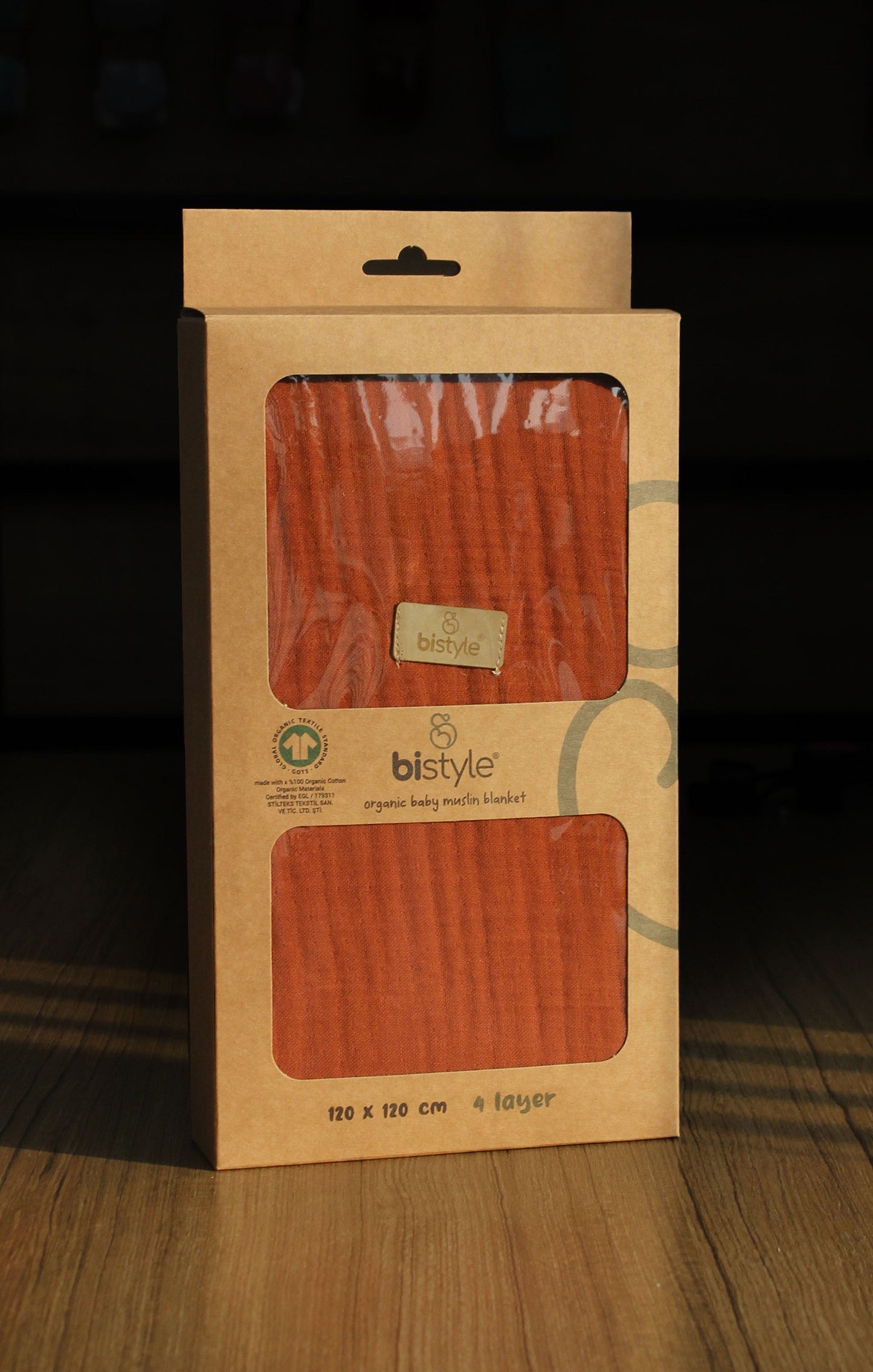 Musselin Babydecke 120x120 (4-lagig) - Ziegelrot