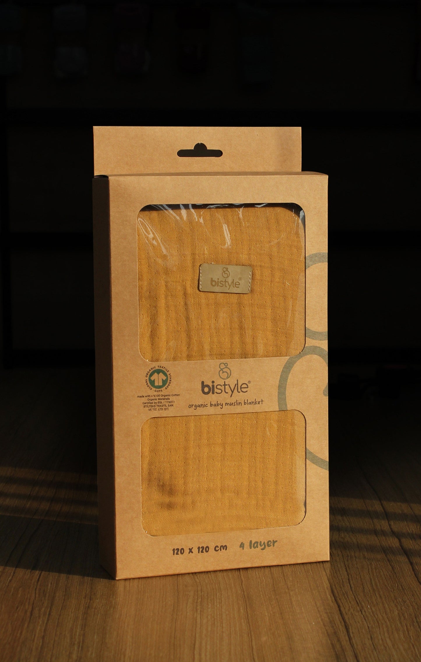 Musselin Babydecke 120x120 (4-lagig) - Senfgelb