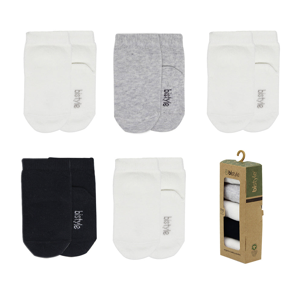 Baby-Socken Basic 5er-Pack – Kurzsocken - 0-6 Monate, Gots zertifiziert, hoher Baumwollanteil