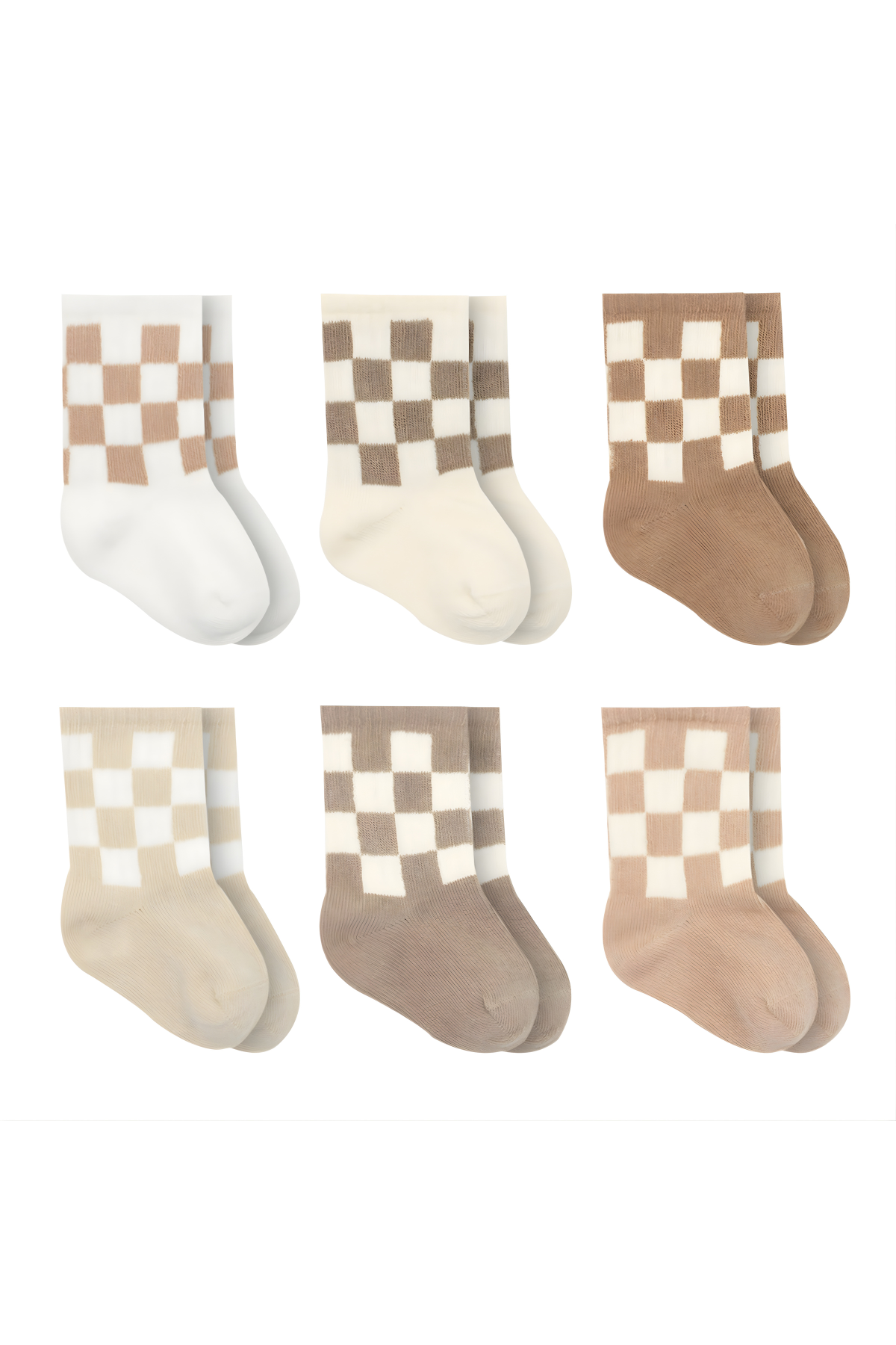 Babysocken - Karo Schachbrett - Bio-Baumwolle - 6er-Pack