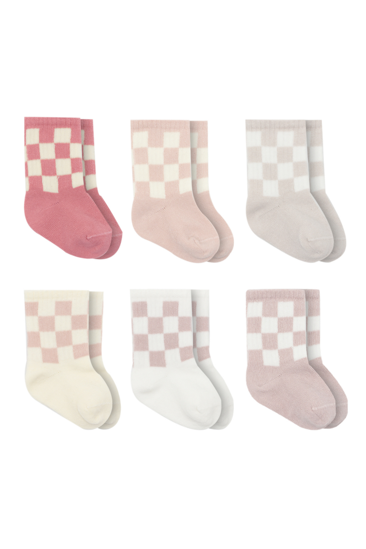 Babysocken - Karo Schachbrett - Bio-Baumwolle - 6er-Pack