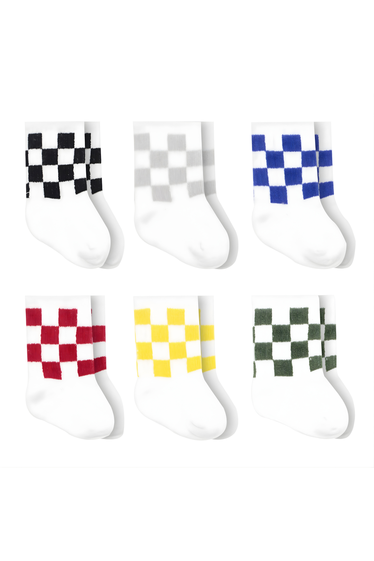 Babysocken - Karo Schachbrett - Bio-Baumwolle - 6er-Pack