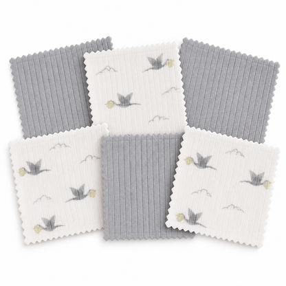 Baby Spucktücher 6er Set | 20 x 20 cm | 100 % Bio-Baumwolle | mit kleinen Motiven
