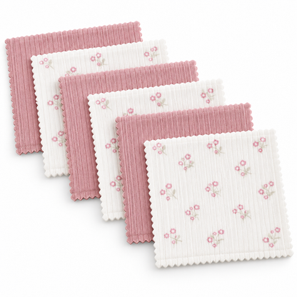 Baby Spucktücher 6er Set | 20 x 20 cm | 100 % Bio-Baumwolle | mit kleinen Motiven