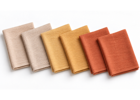 Musselin-Mundtücher - extra dicker 4 lagiger - 20x20cm - 6er Pack - zertifiziert – Bio Baumwolle