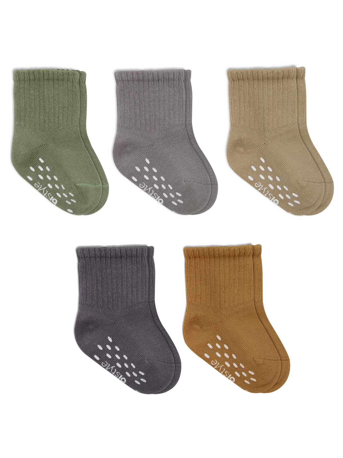 Baby-Socken 5er-Pack – Kurzsocken, GOTS-zertifiziert, hoher Baumwollanteil Rutschfeste Sohle