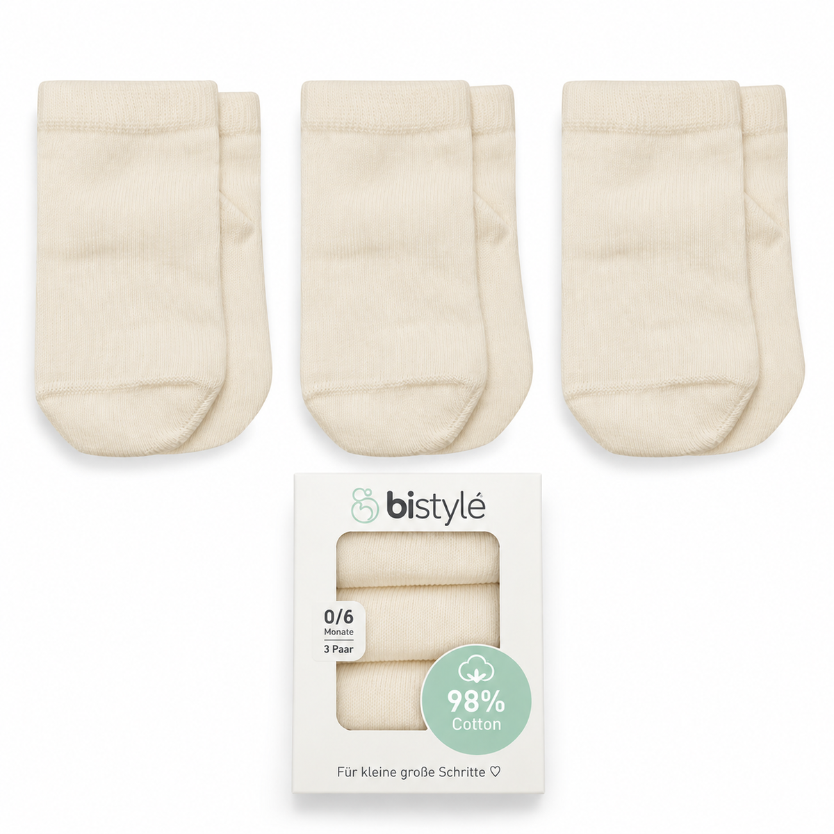 Baby Socken - 3er Pack - Gots Zertifikat -  98%Bio-Baumwolle