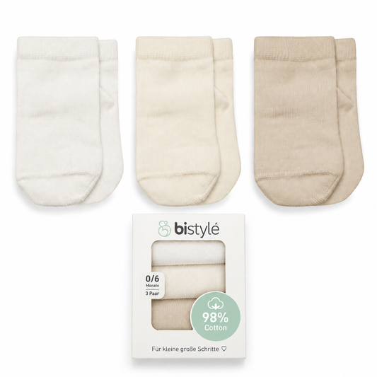 Baby Socken - 3er Pack - Gots Zertifikat -  98%Bio-Baumwolle
