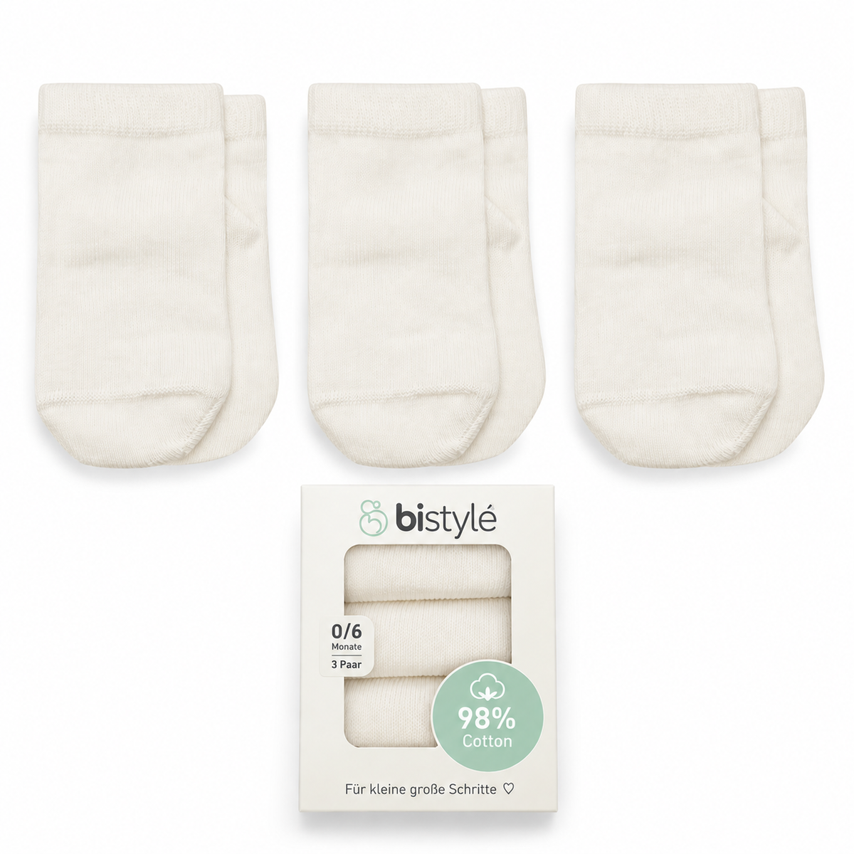 Baby Socken - 3er Pack - Gots Zertifikat -  98%Bio-Baumwolle