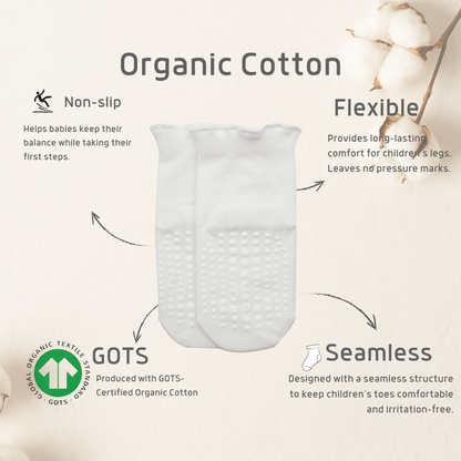Baby Socken mit Rüschenbündchen | Bio-Baumwolle | Nahtlose Zehen |4er Pack