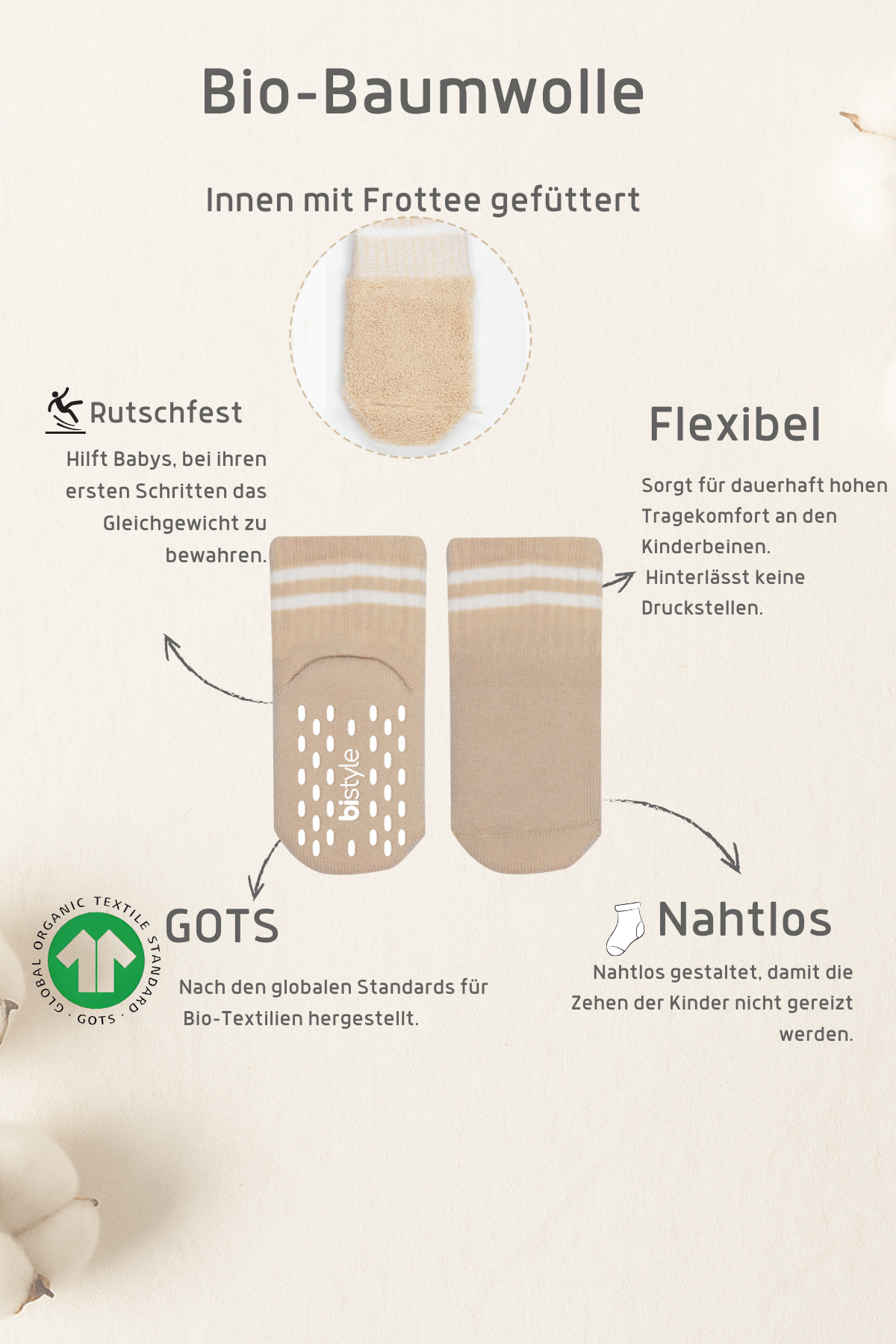 Baby Tennis Socken Bio-Baumwolle 4er Pack
