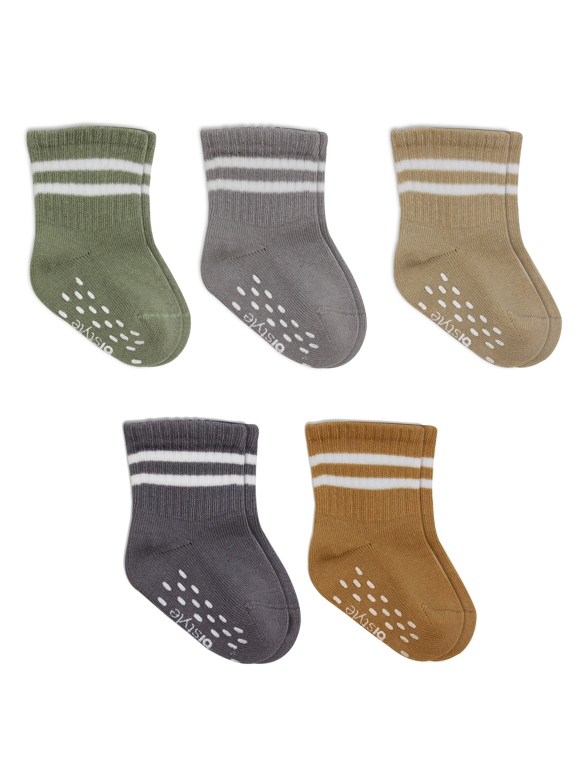 Baby-Socken 5er-Pack – Kurzsocken, GOTS-zertifiziert, hoher Baumwollanteil Rutschfeste Sohle