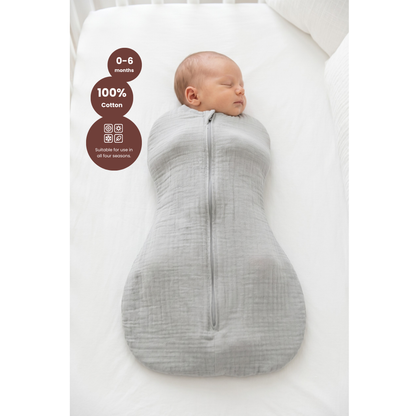 Baby Schlafsack Musselin Kokon Puckschlafsack für Neugeborene (2,5–3,5 kg) | Geschlossene Ärmel | Neu