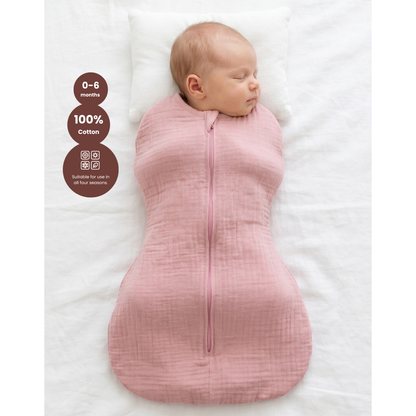 Baby Schlafsack Musselin Kokon Puckschlafsack für Neugeborene (2,5–3,5 kg) | Geschlossene Ärmel | Neu