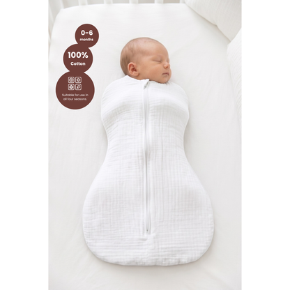 Baby Schlafsack Musselin Kokon Puckschlafsack für Neugeborene (2,5–3,5 kg) | Geschlossene Ärmel | Neu