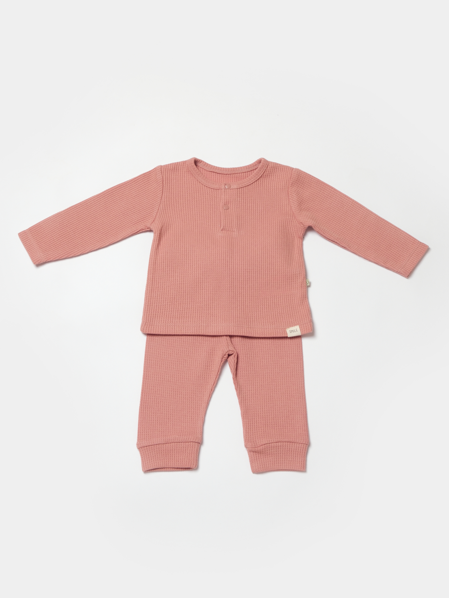 Baby Pyjama Set - Waffle Smile - Red Braun