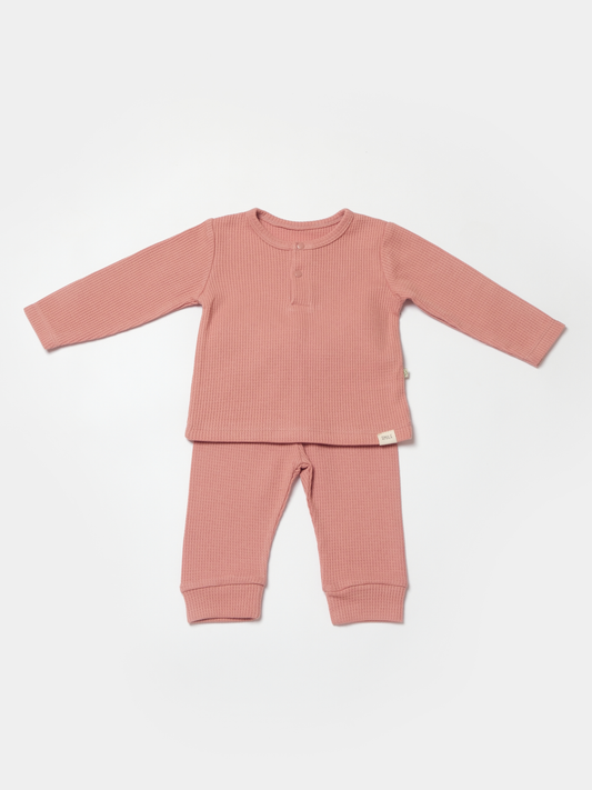 Baby Pyjama Set - Waffle Smile - Red Braun
