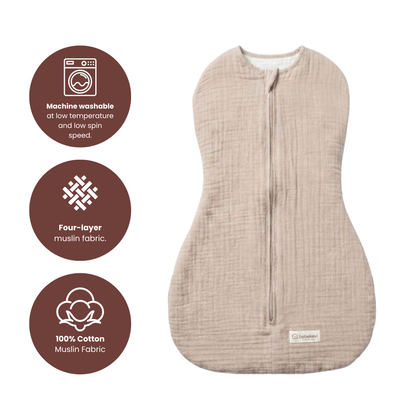 Baby Schlafsack Musselin Kokon Puckschlafsack für Neugeborene (2,5–3,5 kg) | Geschlossene Ärmel | Neu