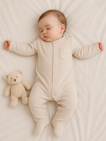Baby Strampler mit Fuß - Modal Nature Relax - Beige