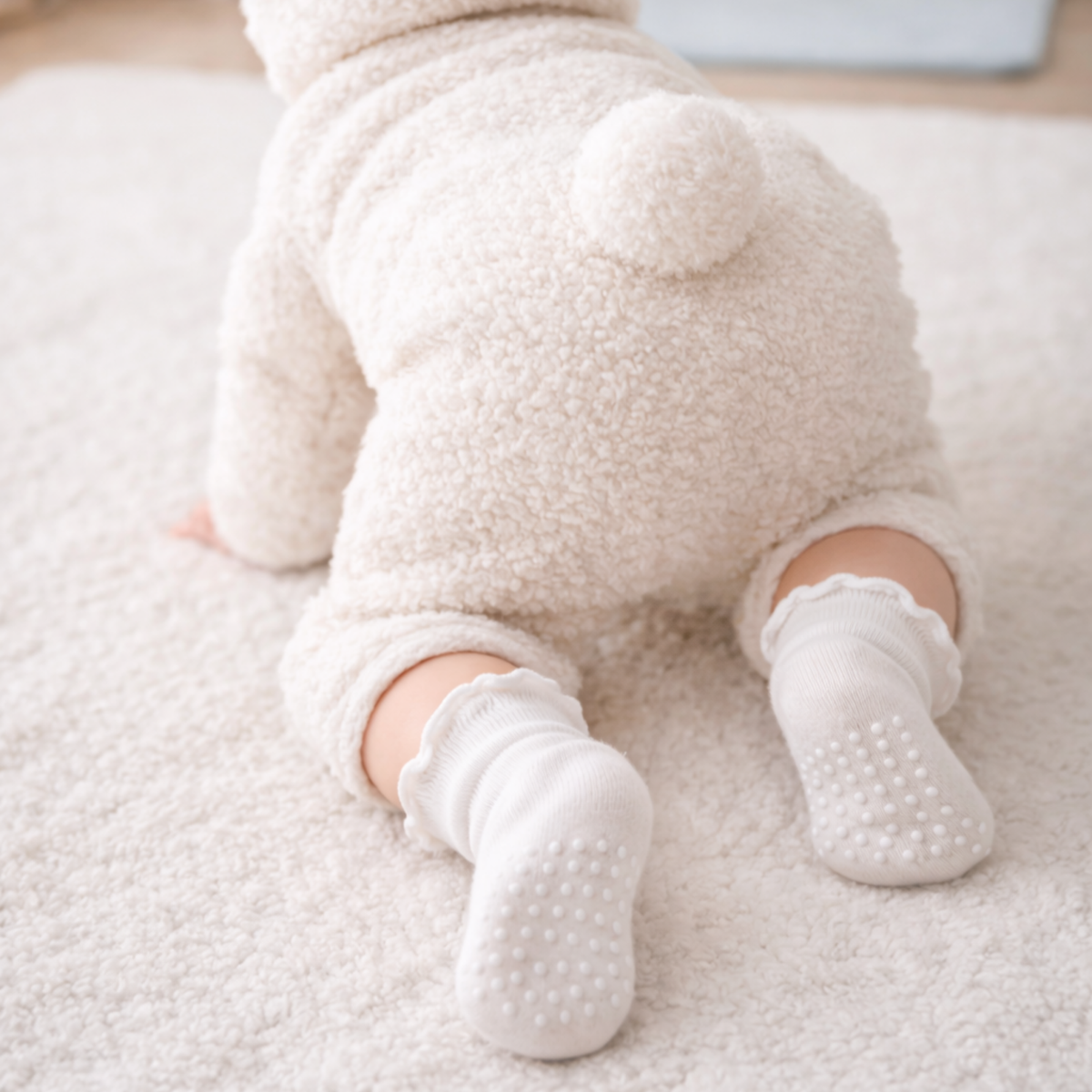 Baby Socken mit Rüschenbündchen | Bio-Baumwolle | Nahtlose Zehen |4er Pack