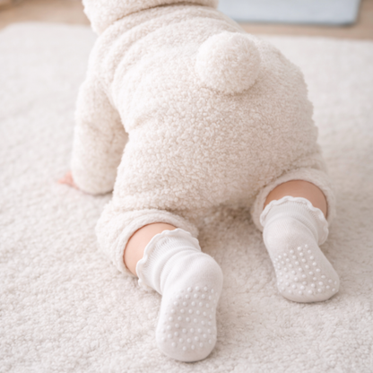 Baby Socken mit Rüschenbündchen | Bio-Baumwolle | Nahtlose Zehen |4er Pack