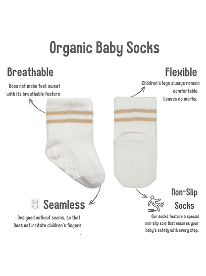Baby-Socken 5er-Pack – Kurzsocken, GOTS-zertifiziert, hoher Baumwollanteil Rutschfeste Sohle