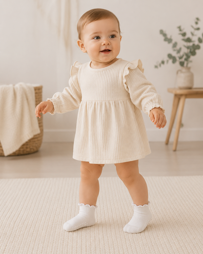 Baby Socken mit Rüschenbündchen | Bio-Baumwolle | Nahtlose Zehen |4er Pack