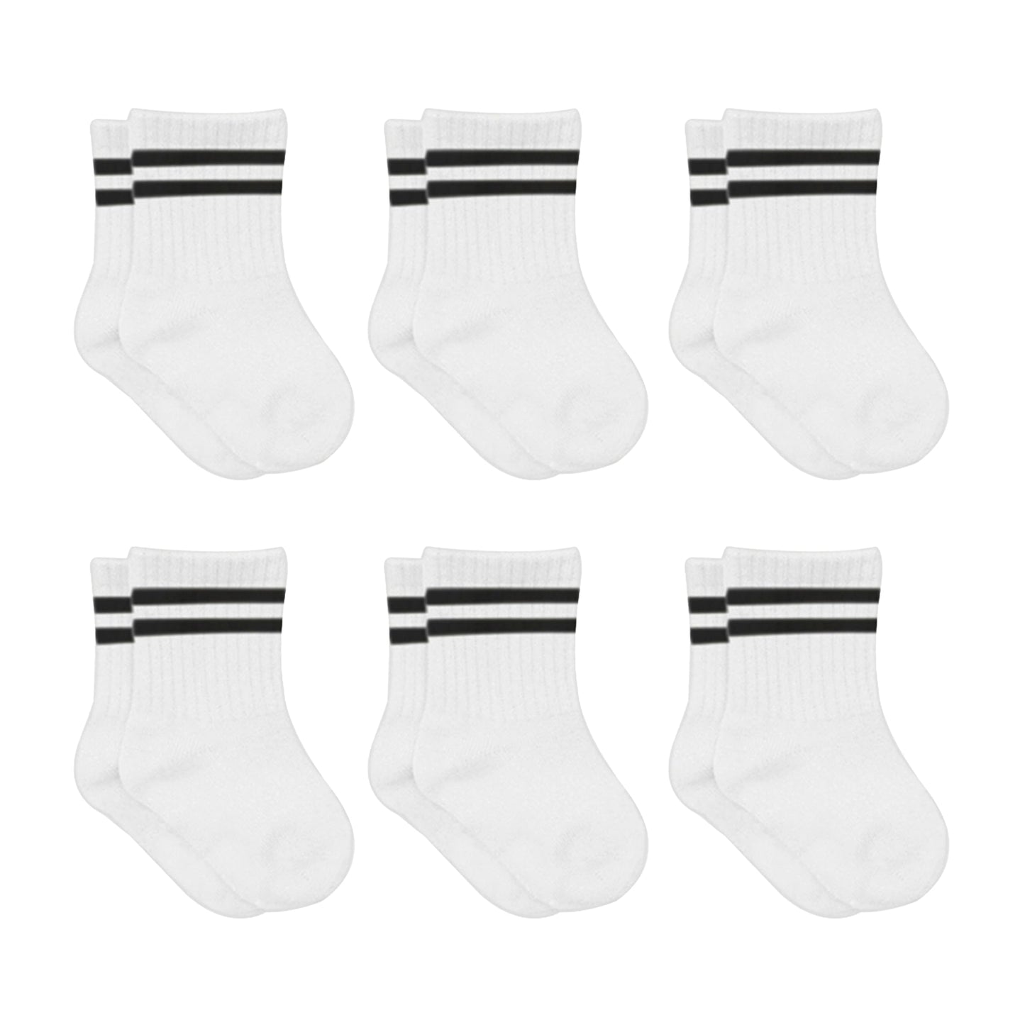 Basic Socken (6er Pack) - Weiß - Schwarz Gestreift