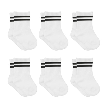 Basic Socken (6er Pack) - Weiß - Schwarz Gestreift