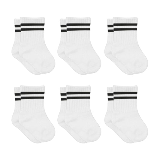 Basic Socken (6er Pack) - Weiß - Schwarz Gestreift
