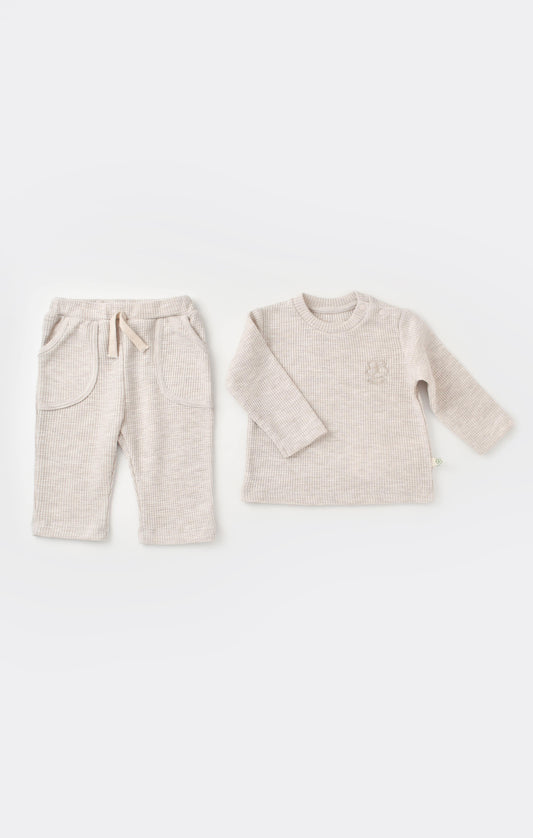 Nature In Waffle Pyjama Set - Braun