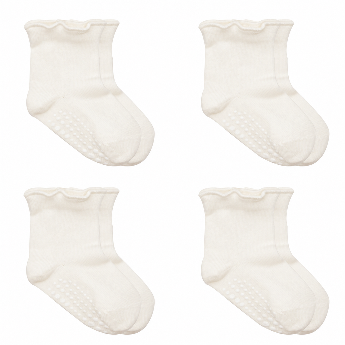 Baby Socken mit Rüschenbündchen | Bio-Baumwolle | Nahtlose Zehen |4er Pack