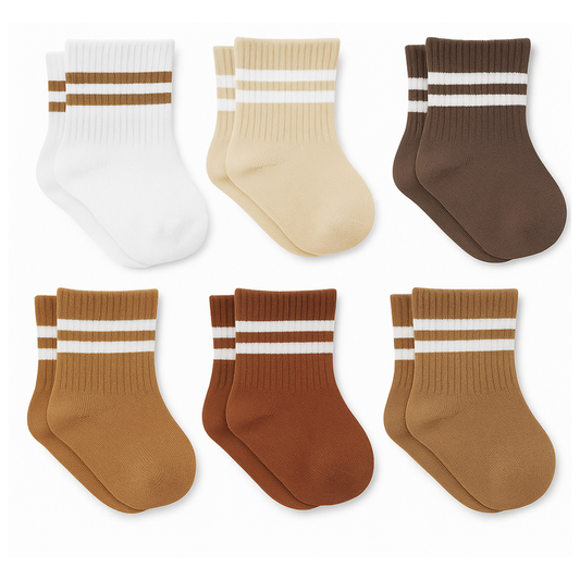 Basic Socken (6er Pack) - Braun Mix Gestreift