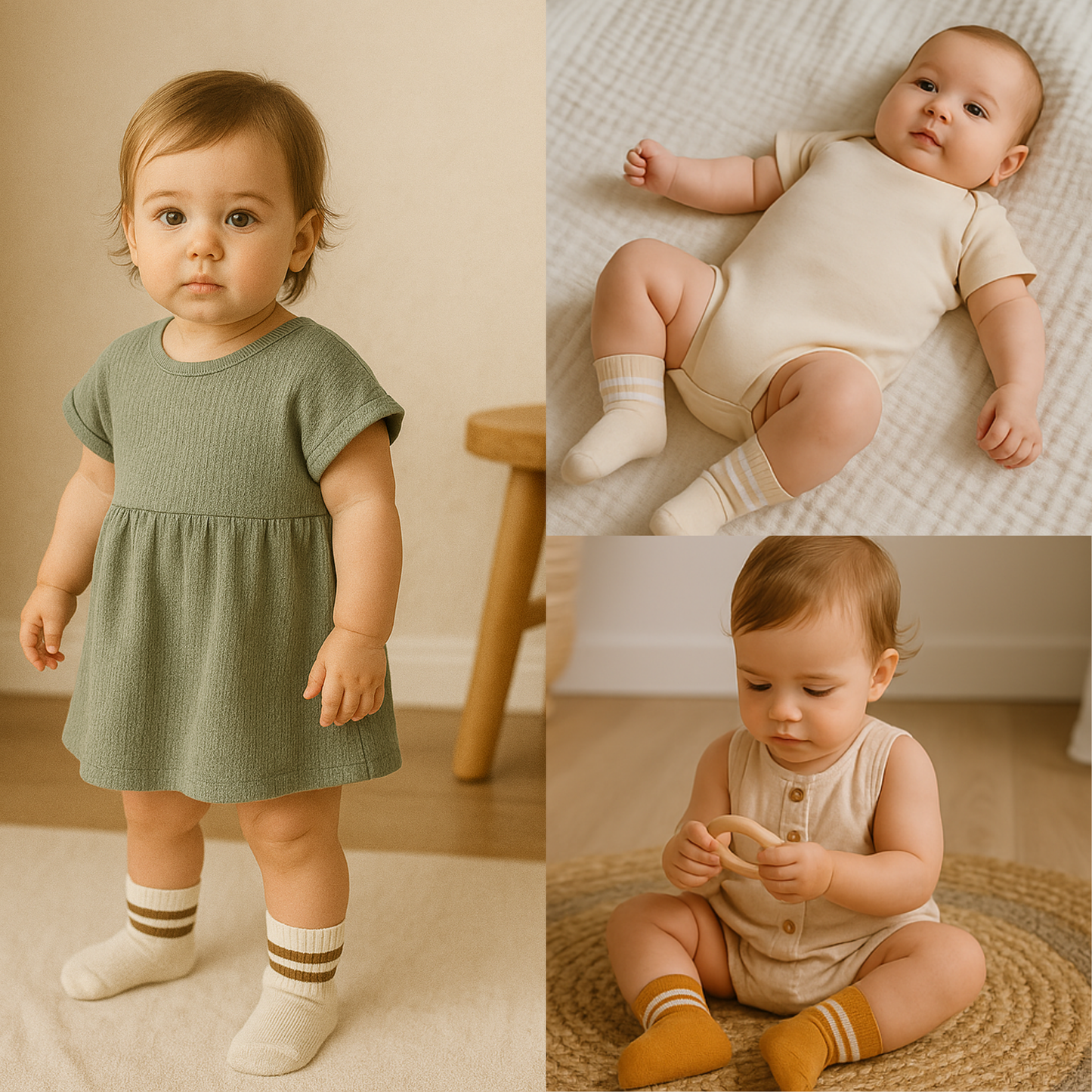 Basic Socken (6er Pack) - Braun Mix Gestreift