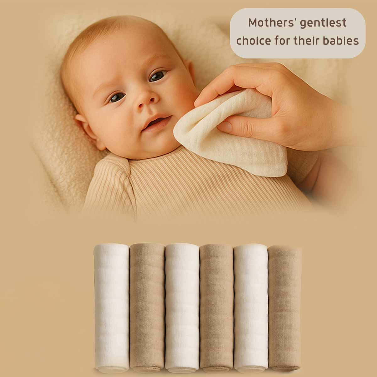 Musselin-Mundtücher - extra dicker 4 lagiger - 20x20cm - 6er Pack - zertifiziert – Bio Baumwolle