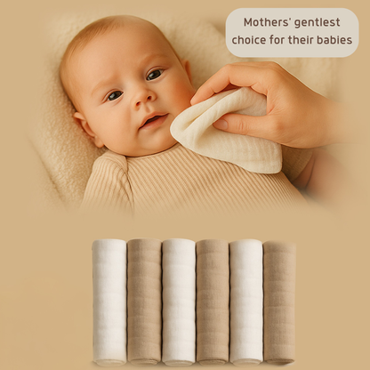 Musselin-Mundtücher - extra dicker 4 lagiger - 20x20cm - 6er Pack - zertifiziert – Bio Baumwolle