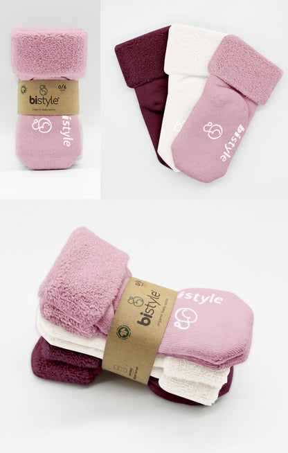 Anti-Rutsch Frottee Socken (3er Pack) - Rose Style